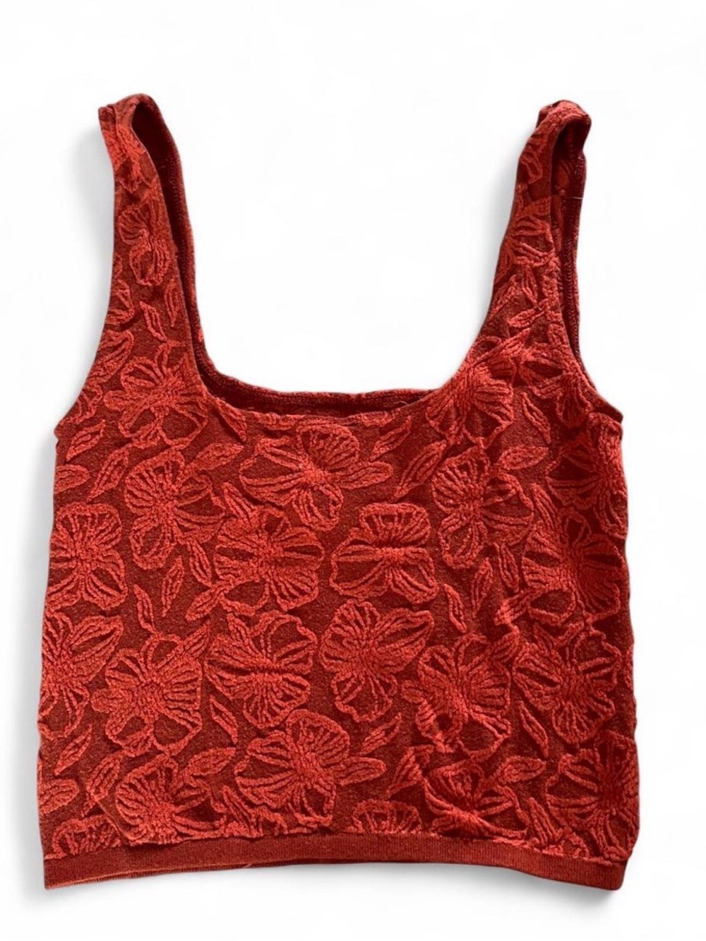Anthropologie Women's Floral-Neck Tank Top - Rust